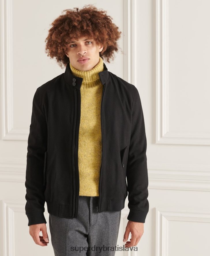 Superdry muži studios vlnená bunda harrington 6B4ZTR4672 oblečenie čierna