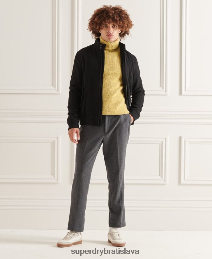 Superdry muži studios vlnená bunda harrington 6B4ZTR4672 oblečenie čierna