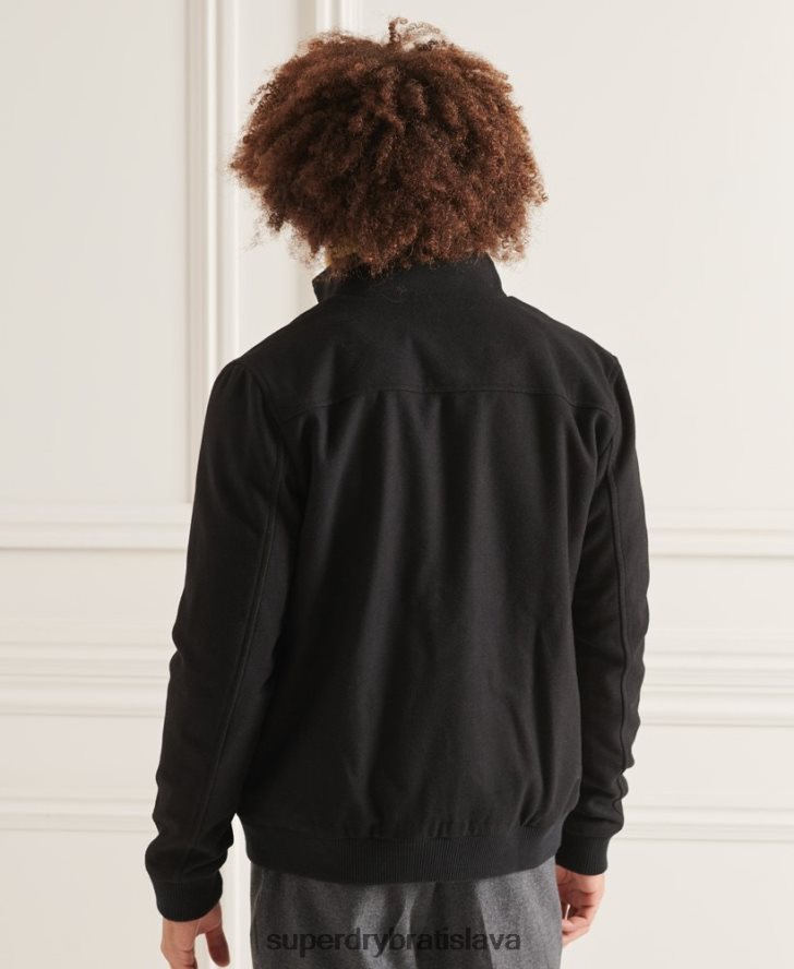 Superdry muži studios vlnená bunda harrington 6B4ZTR4672 oblečenie čierna
