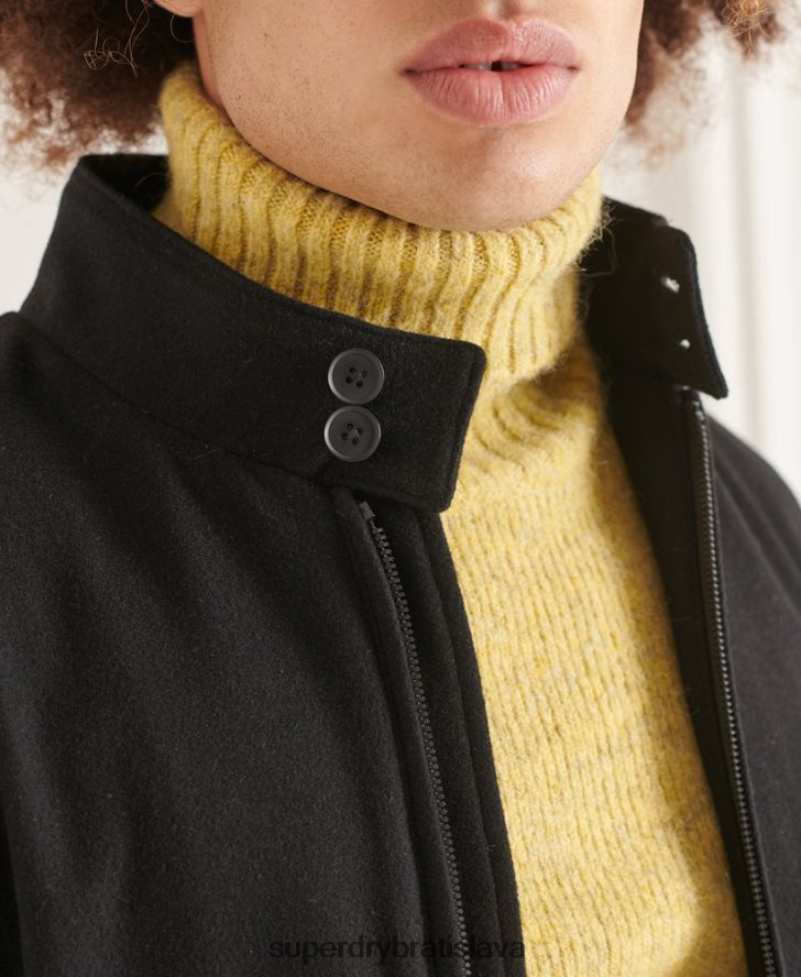 Superdry muži studios vlnená bunda harrington 6B4ZTR4672 oblečenie čierna