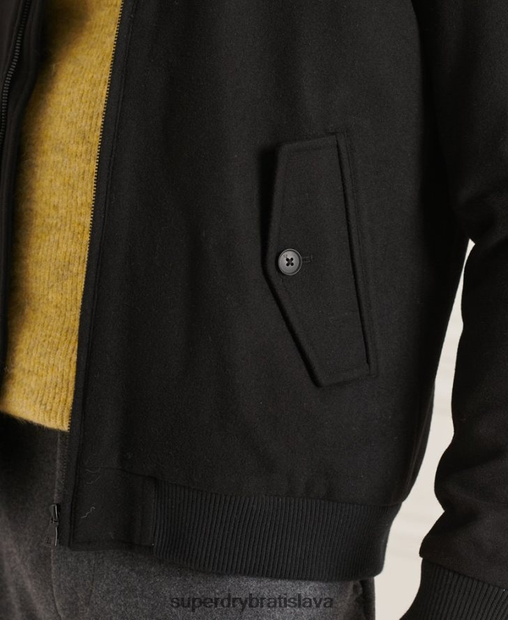 Superdry muži studios vlnená bunda harrington 6B4ZTR4672 oblečenie čierna
