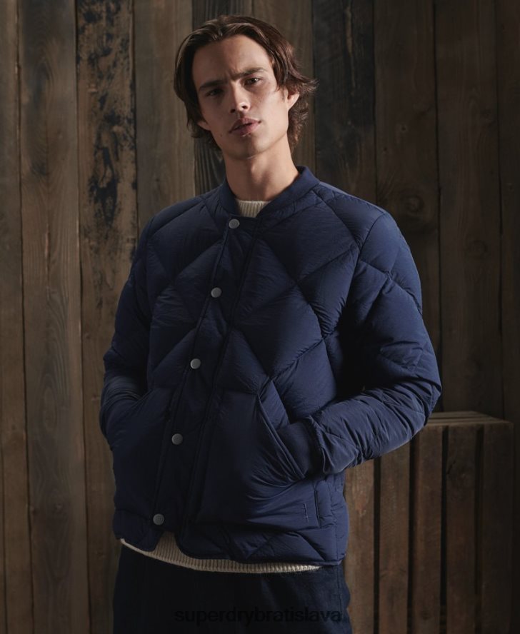 Superdry muži suchá kačacia páperová bunda 6B4ZTR4632 oblečenie Modrá