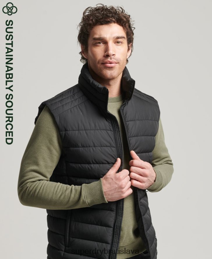 Superdry muži štúdiá fuji gilet 6B4ZTR4651 oblečenie čierna