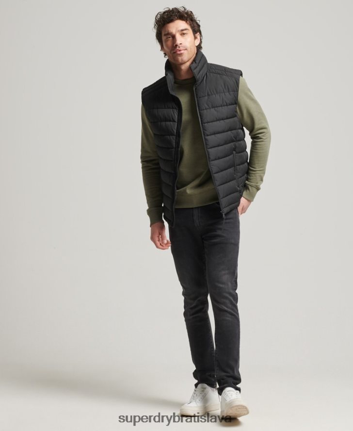 Superdry muži štúdiá fuji gilet 6B4ZTR4651 oblečenie čierna