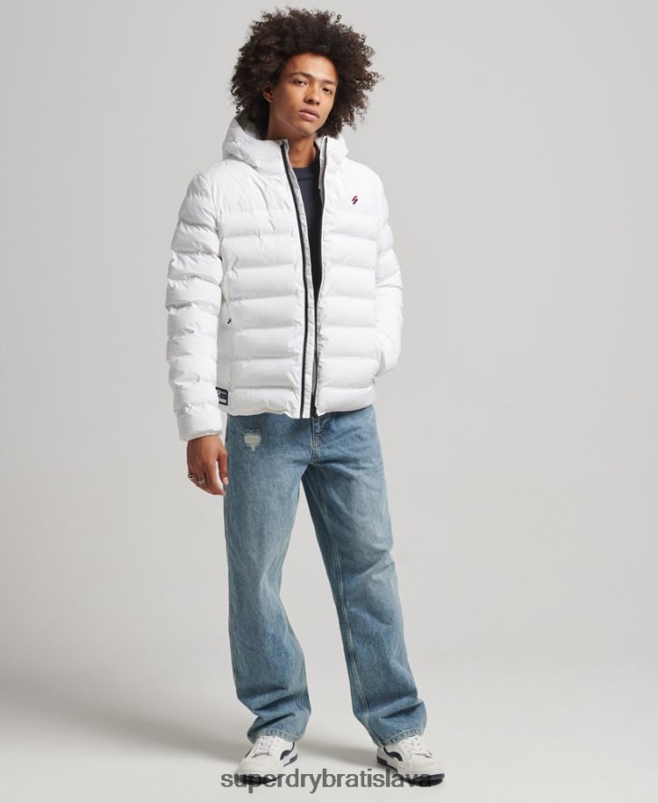 Superdry muži tepelne utesnená polstrovaná bunda 6B4ZTR1073 oblečenie biely