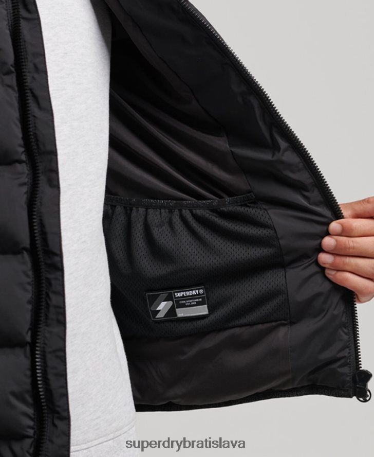 Superdry muži tepelne utesnená polstrovaná bunda 6B4ZTR979 oblečenie čierna