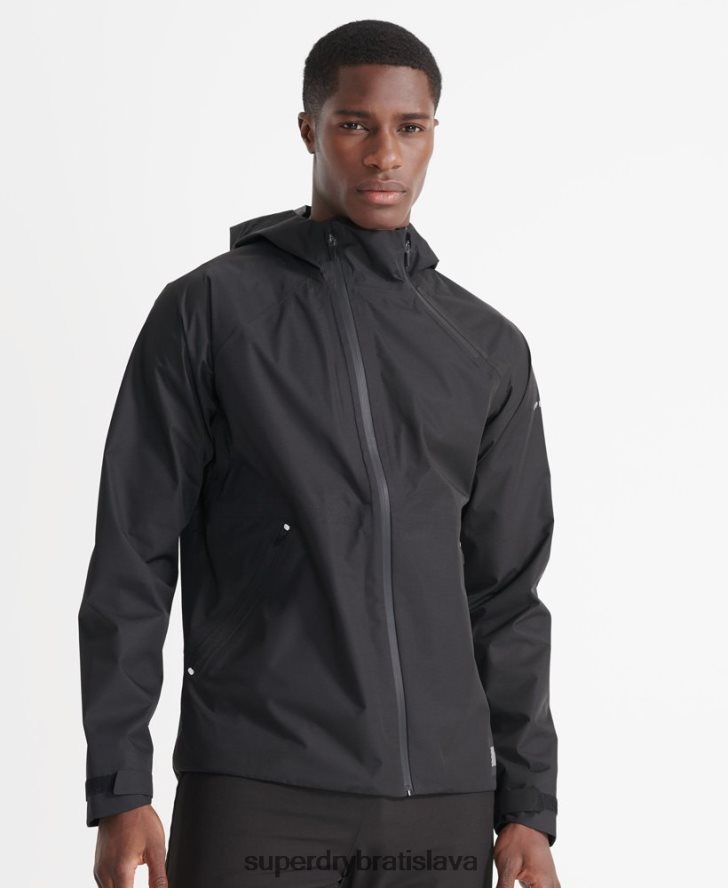 Superdry muži tréningová asymetrická nepremokavá bunda 6B4ZTR4787 oblečenie čierna