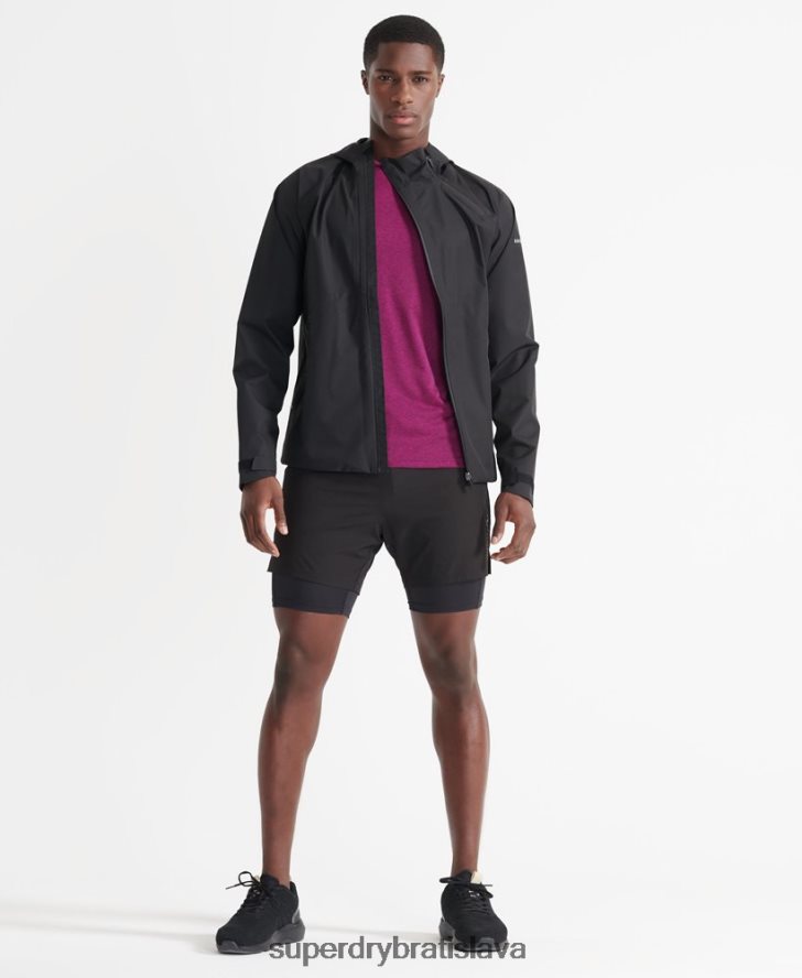 Superdry muži tréningová asymetrická nepremokavá bunda 6B4ZTR4787 oblečenie čierna