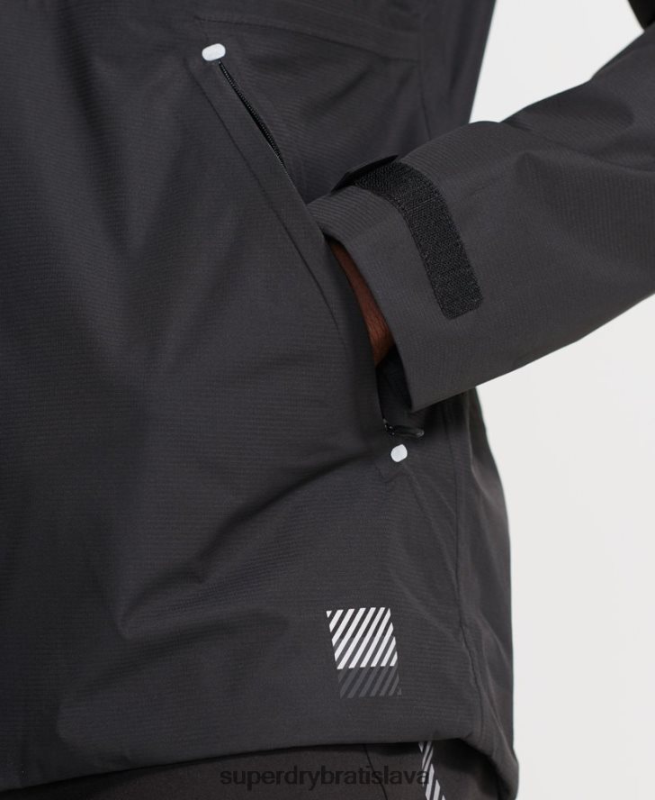 Superdry muži tréningová asymetrická nepremokavá bunda 6B4ZTR4787 oblečenie čierna