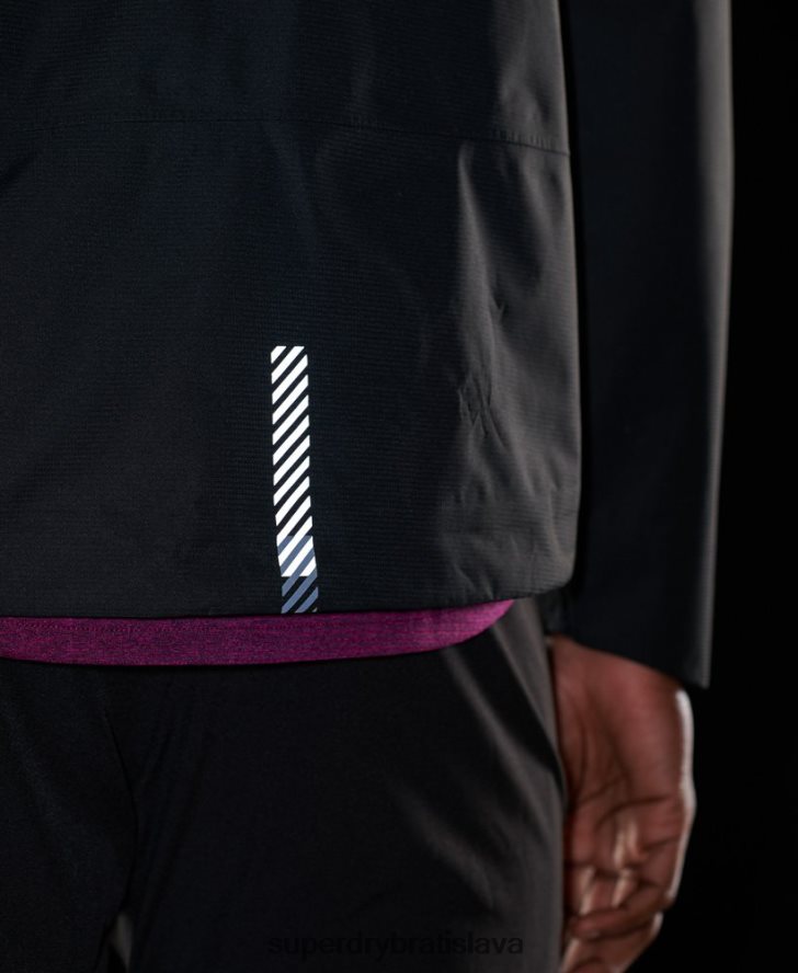 Superdry muži tréningová asymetrická nepremokavá bunda 6B4ZTR4787 oblečenie čierna
