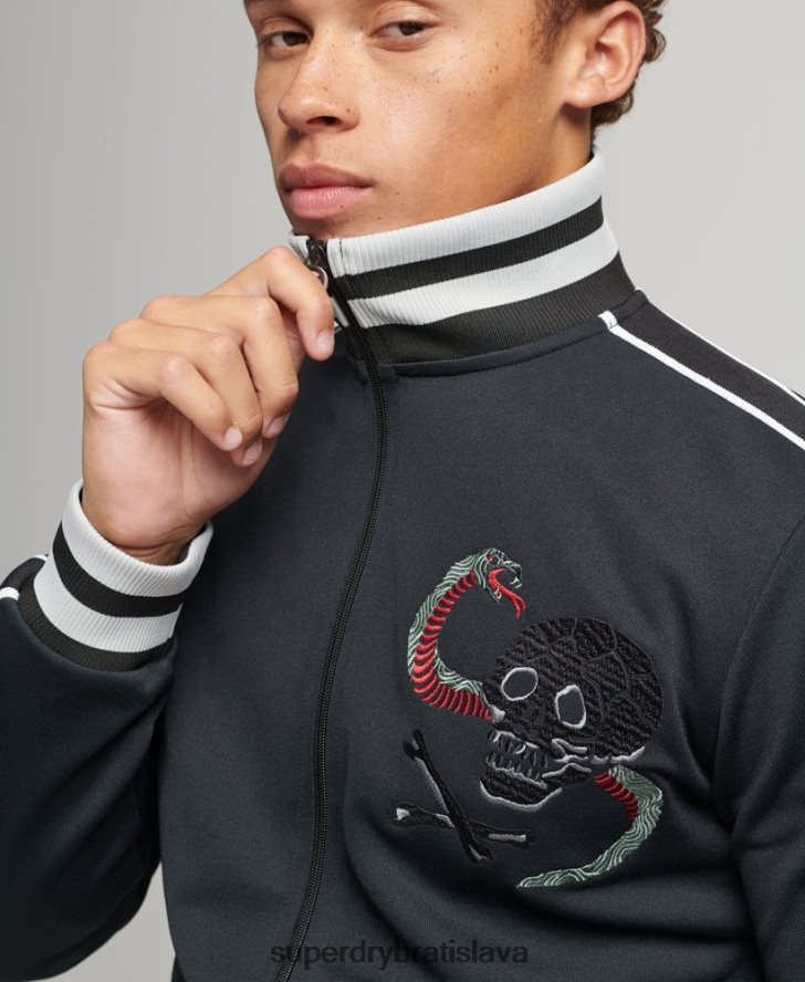 Superdry muži tricot suika tepláková bunda 6B4ZTR780 oblečenie tmavošedý