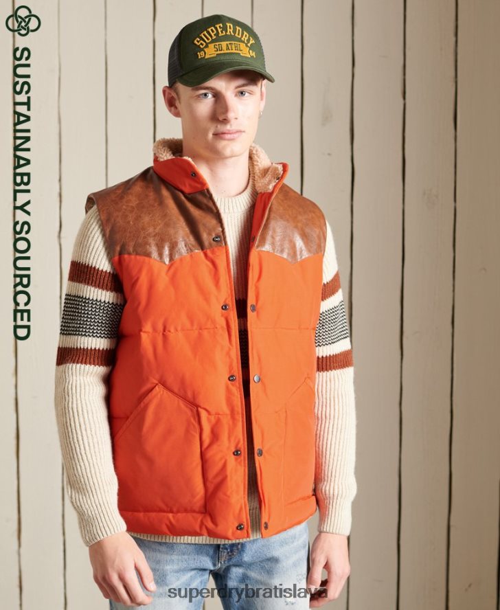 Superdry muži vesta z horskej kože 6B4ZTR4505 oblečenie oranžová