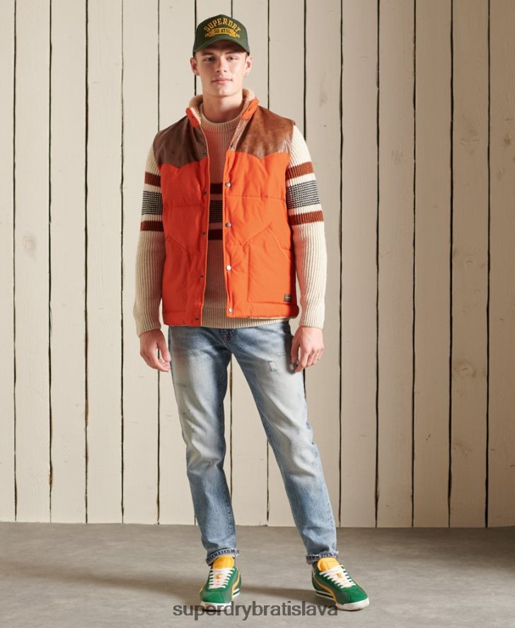 Superdry muži vesta z horskej kože 6B4ZTR4505 oblečenie oranžová