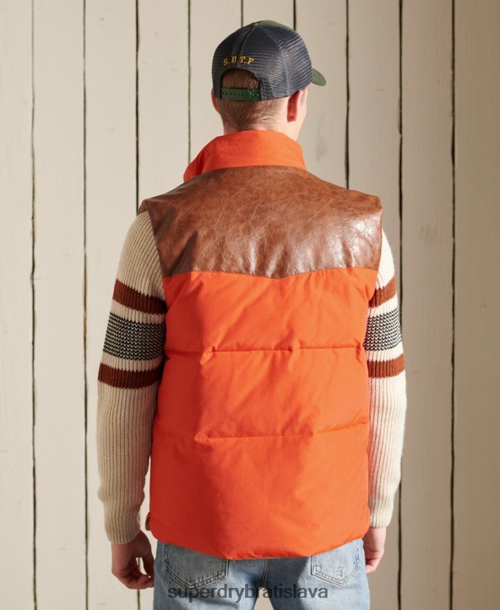 Superdry muži vesta z horskej kože 6B4ZTR4505 oblečenie oranžová