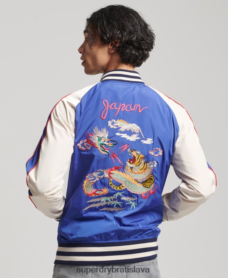 Superdry muži vintage sukajanová bunda 6B4ZTR1174 oblečenie Modrá
