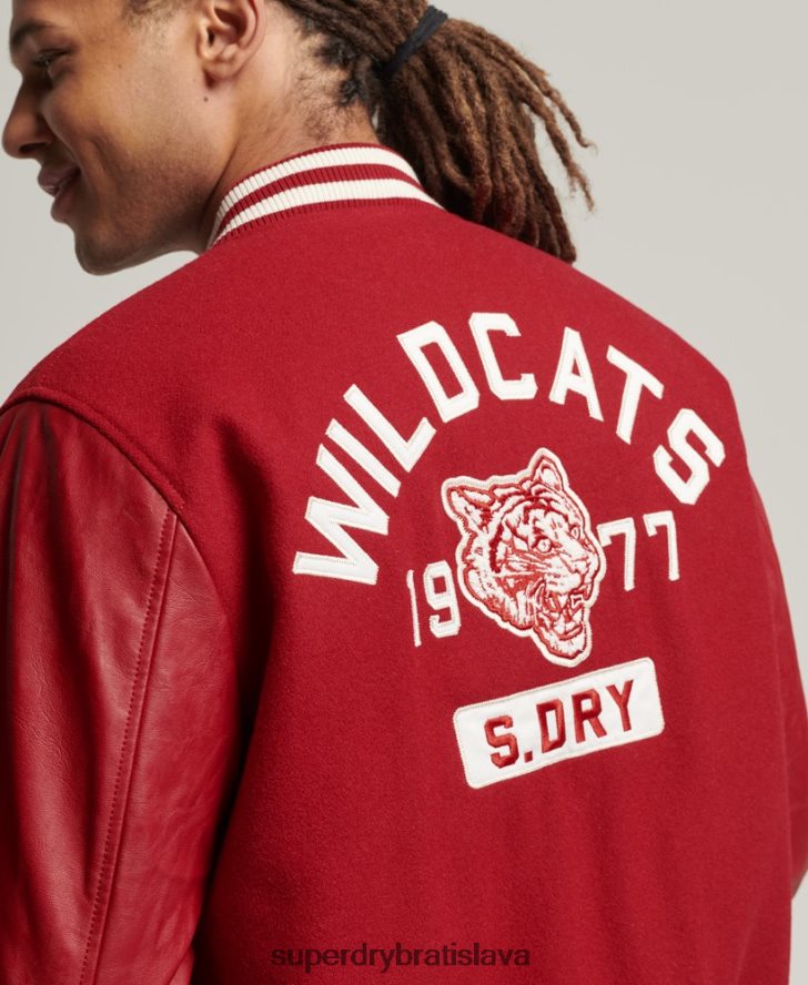 Superdry muži vintage univerzitná náplasťová bunda 6B4ZTR4582 oblečenie červená