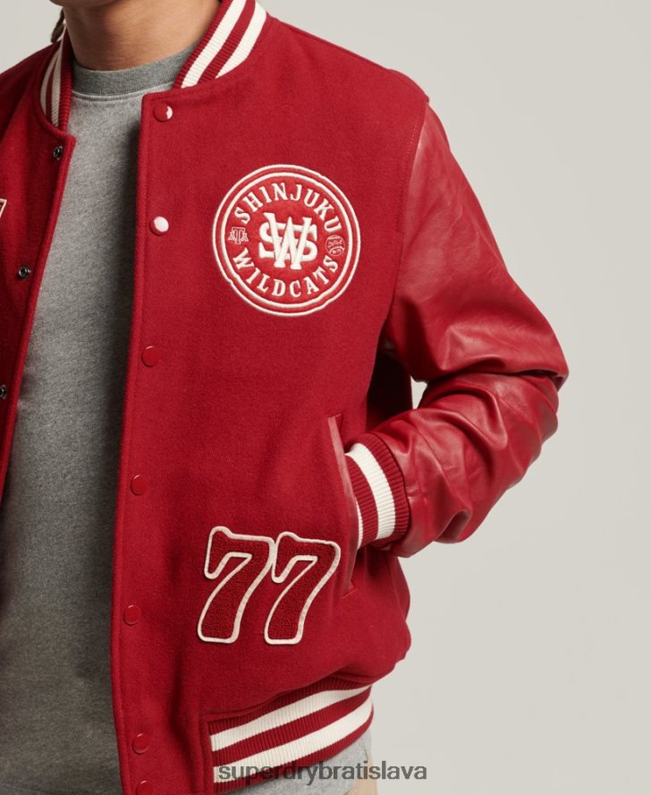 Superdry muži vintage univerzitná náplasťová bunda 6B4ZTR4582 oblečenie červená