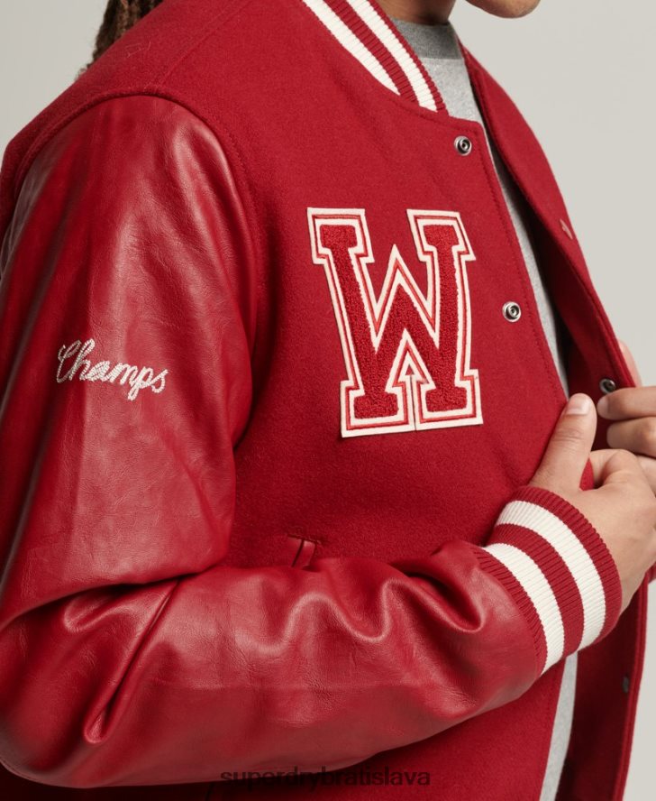Superdry muži vintage univerzitná náplasťová bunda 6B4ZTR4582 oblečenie červená
