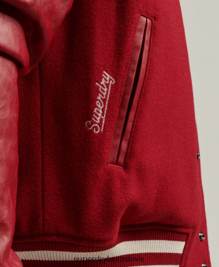 Superdry muži vintage univerzitná náplasťová bunda 6B4ZTR4582 oblečenie červená