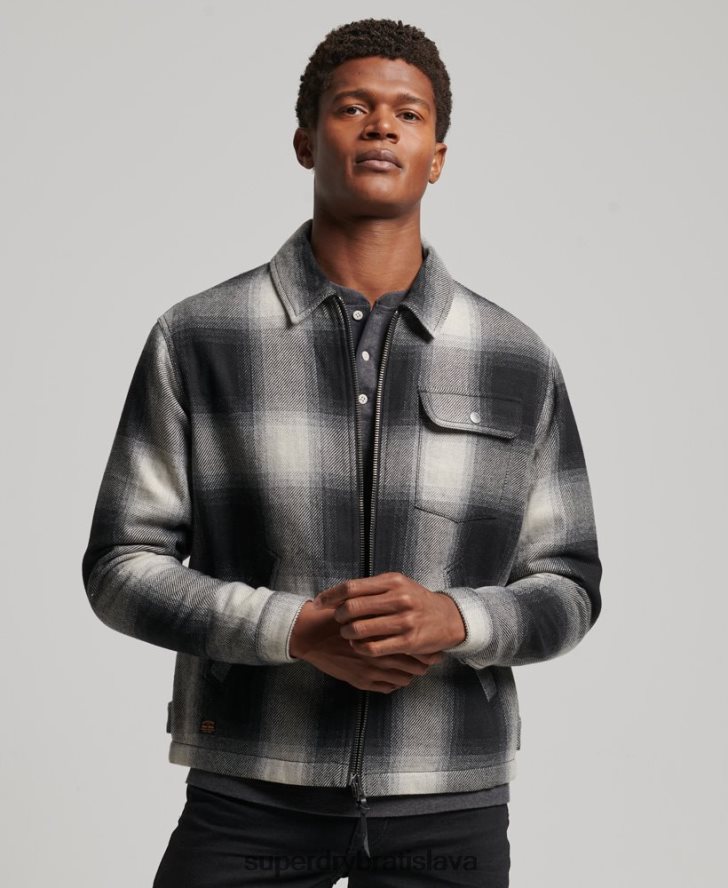 Superdry muži vintage vlnená bunda harrington 6B4ZTR4594 oblečenie čierna