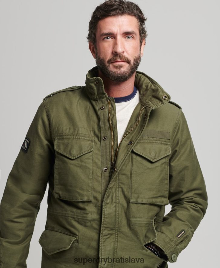 Superdry muži vojenská m65 poľná borgová podšitá bunda 6B4ZTR915 oblečenie kaki