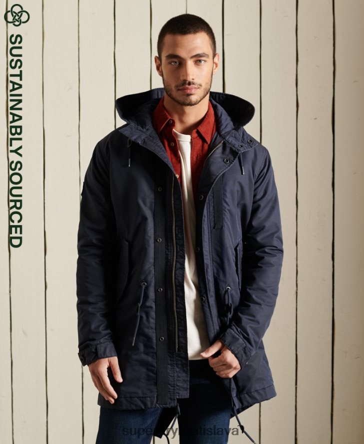 Superdry muži vojenská rybia parka 6B4ZTR4680 oblečenie Modrá
