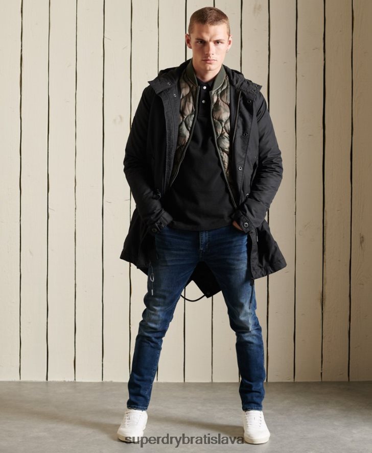 Superdry muži vojenská rybia parka 6B4ZTR4687 oblečenie tmavošedý