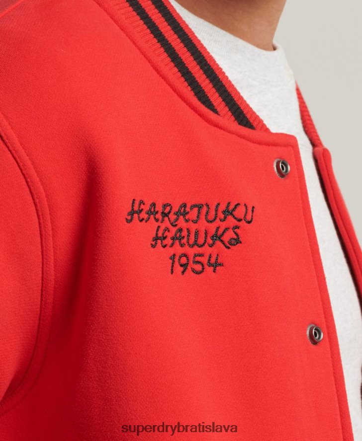 Superdry muži vysokoškolská džersejová bomber bunda 6B4ZTR5217 oblečenie červená