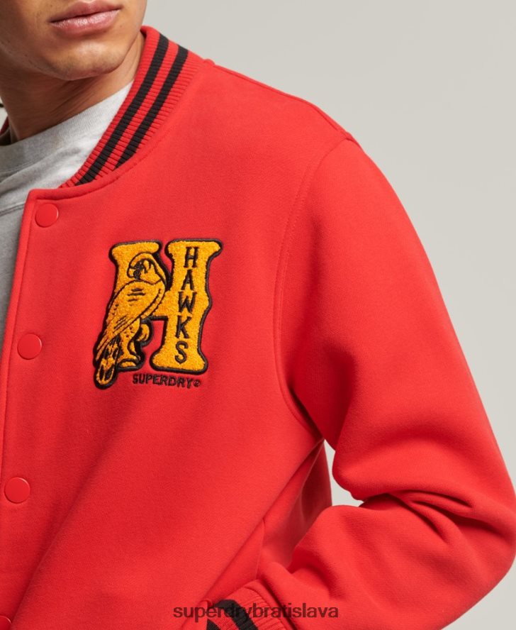 Superdry muži vysokoškolská džersejová bomber bunda 6B4ZTR5217 oblečenie červená