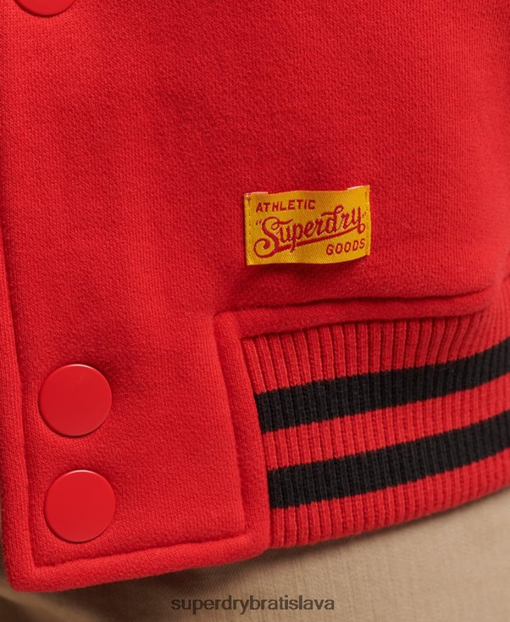 Superdry muži vysokoškolská džersejová bomber bunda 6B4ZTR5217 oblečenie červená
