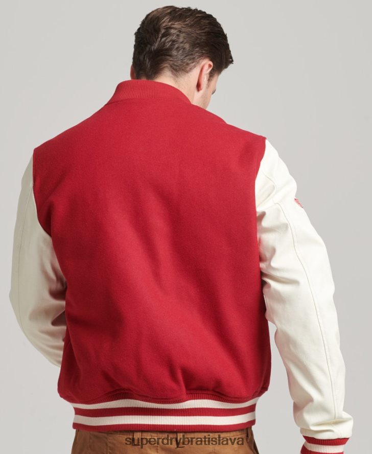 Superdry muži vysokoškolský univerzitný bomber 6B4ZTR1105 oblečenie červená
