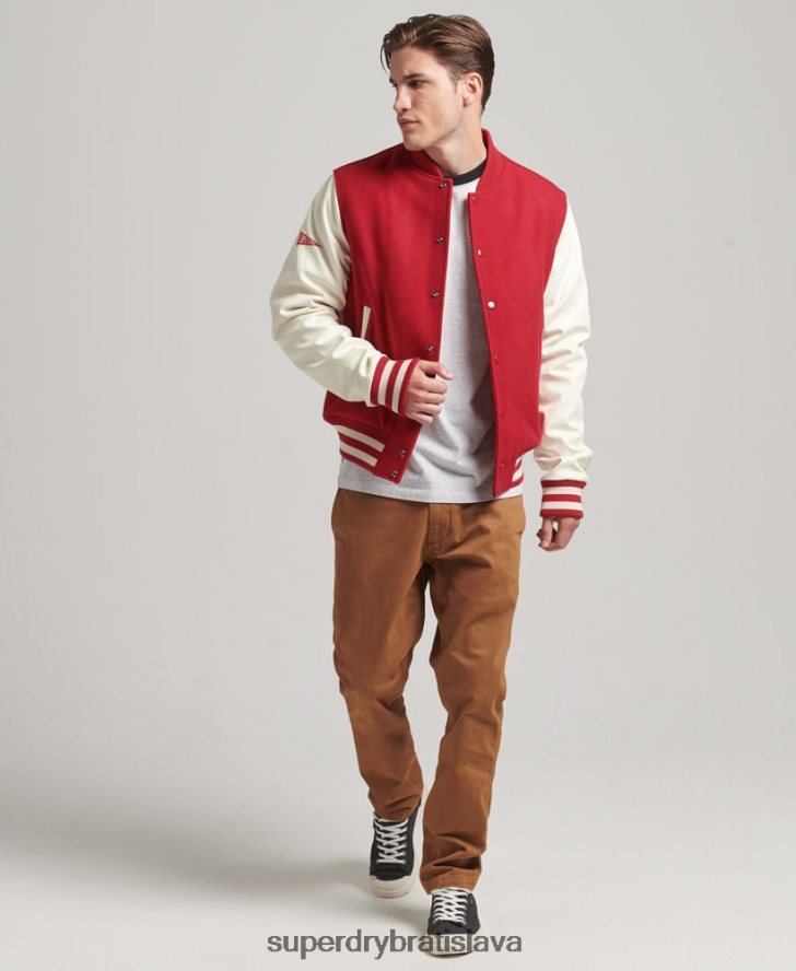 Superdry muži vysokoškolský univerzitný bomber 6B4ZTR1105 oblečenie červená