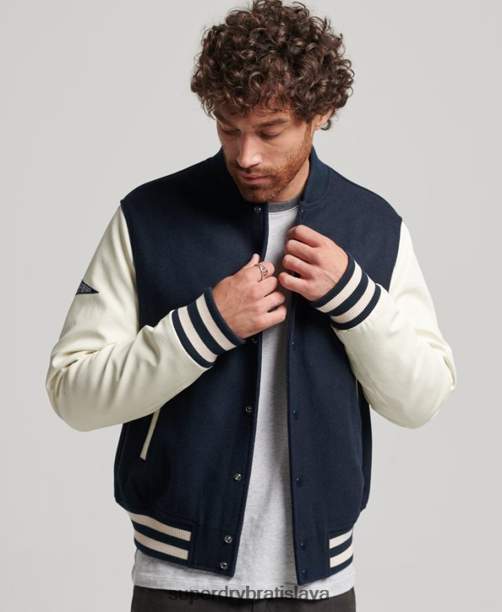 Superdry muži vysokoškolský univerzitný bomber 6B4ZTR954 oblečenie námorníctvo