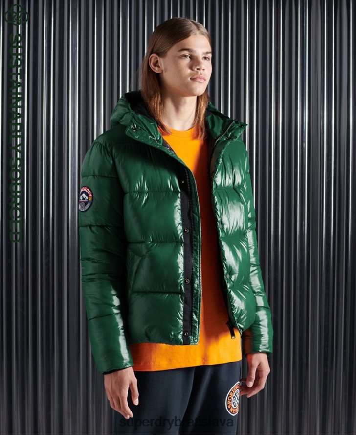 Superdry muži vystužená bunda s vysokým leskom 6B4ZTR1169 oblečenie zelená