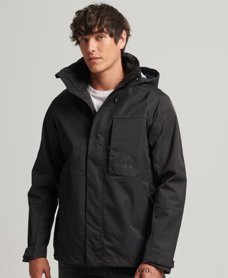 Superdry muži xpd nepremokavá škrupinová bunda 6B4ZTR4553 oblečenie čierna