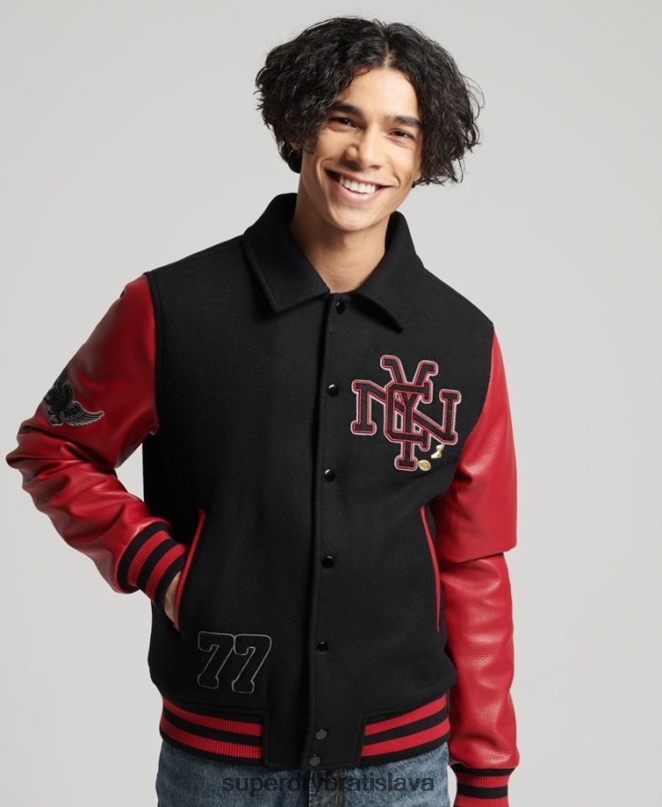 Superdry muži zmiešaná univerzitná bomber bunda 6B4ZTR4473 oblečenie čierna