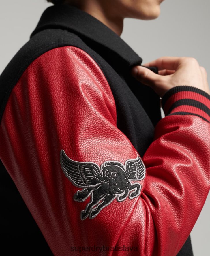 Superdry muži zmiešaná univerzitná bomber bunda 6B4ZTR4473 oblečenie čierna