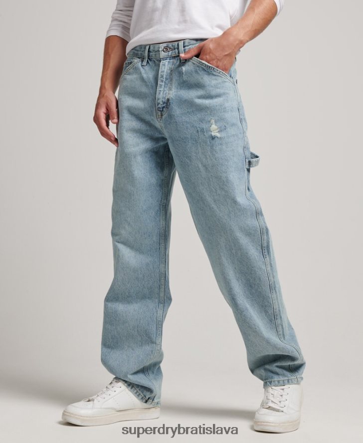 Superdry muži Tesárske džínsy z organickej bavlny 6B4ZTR1211 oblečenie svetlo modrá