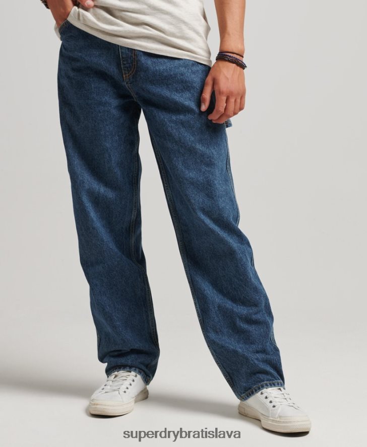 Superdry muži Tesárske džínsy z organickej bavlny 6B4ZTR1215 oblečenie tmavomodrá