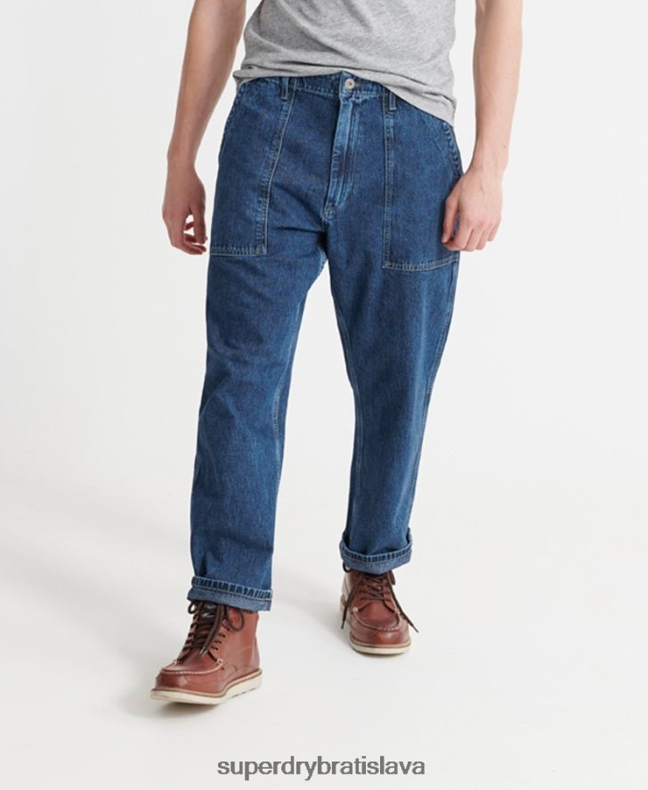 Superdry muži lionel easy únava džínsy 6B4ZTR1233 oblečenie Modrá