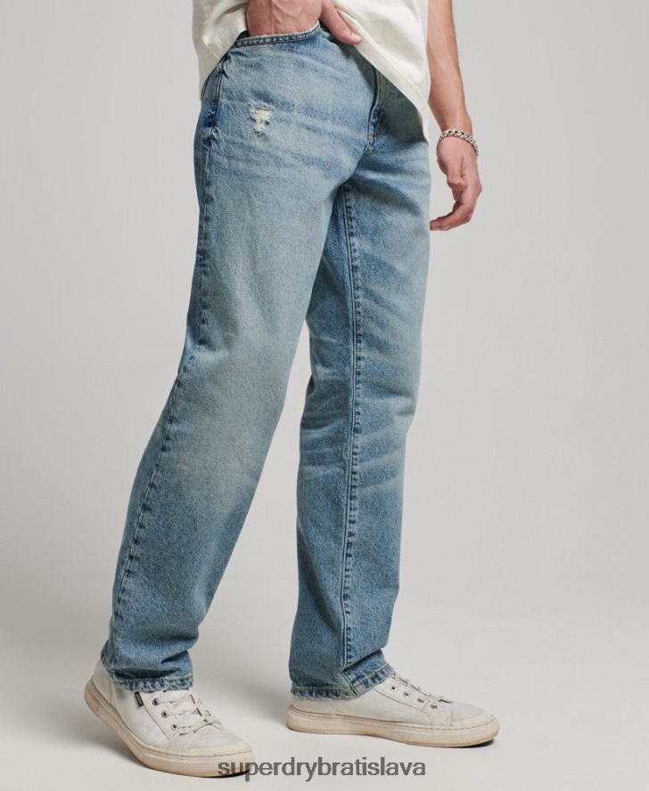 Superdry muži rovné džínsy z organickej bavlny 6B4ZTR1231 oblečenie svetlo modrá