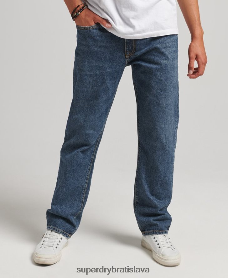 Superdry muži rovné džínsy z organickej bavlny 6B4ZTR1232 oblečenie tmavomodrá