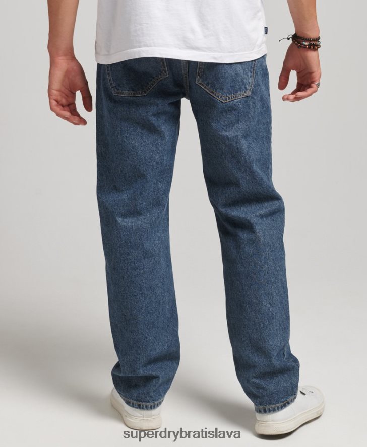 Superdry muži rovné džínsy z organickej bavlny 6B4ZTR1232 oblečenie tmavomodrá