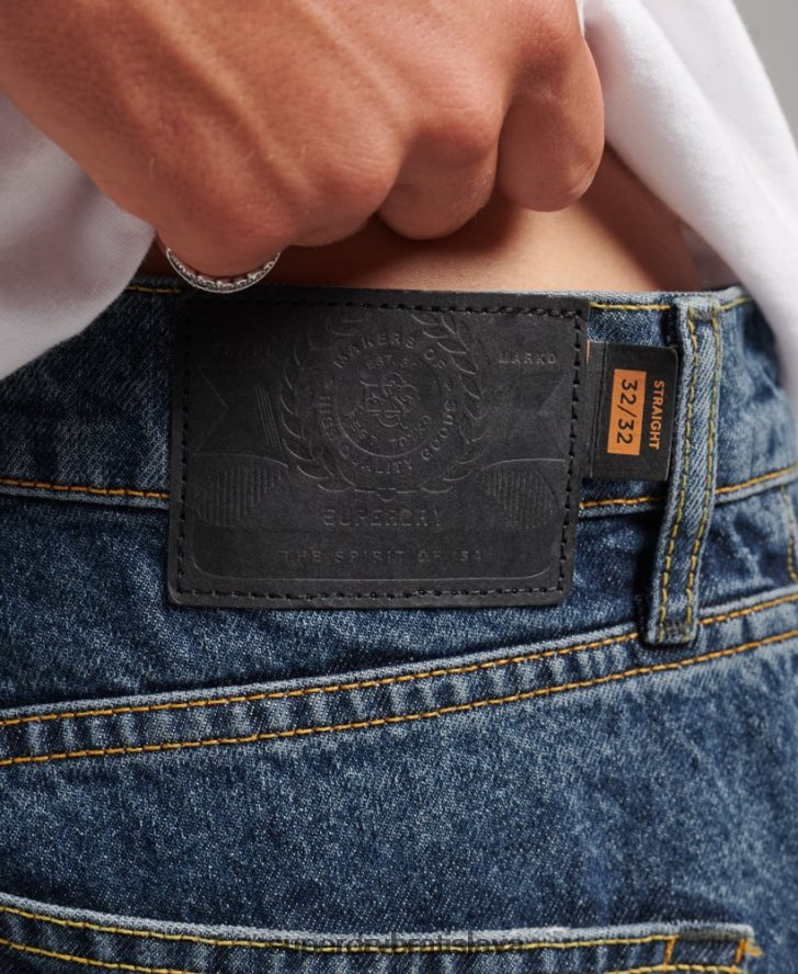 Superdry muži rovné džínsy z organickej bavlny 6B4ZTR1232 oblečenie tmavomodrá