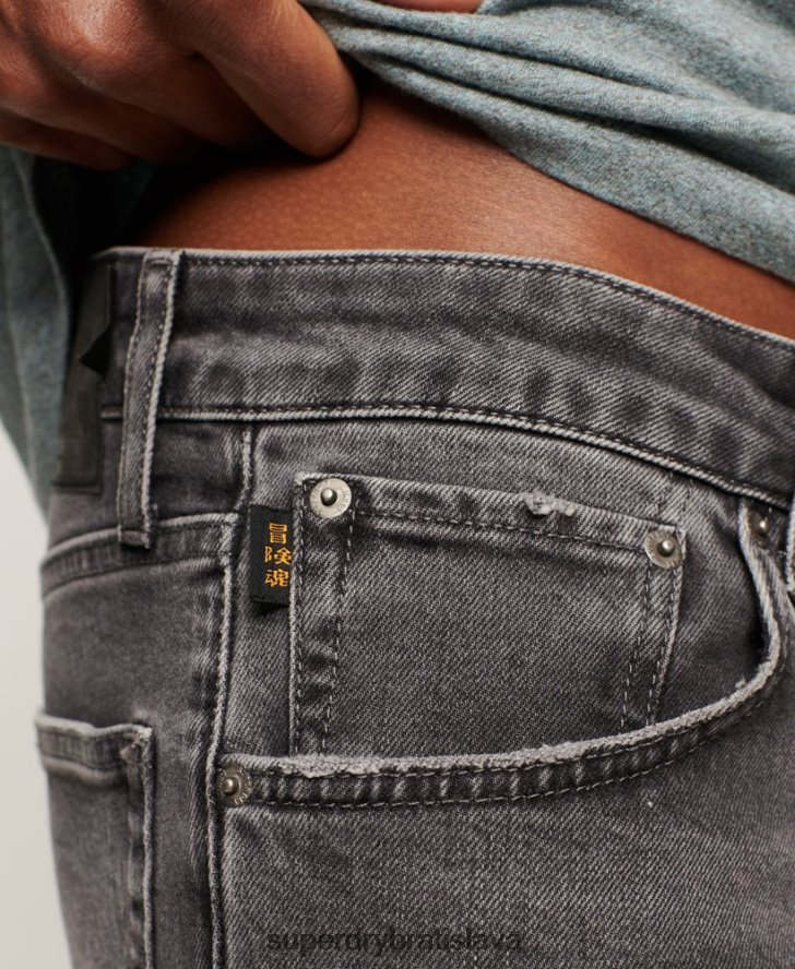 Superdry muži slim rovné džínsy z organickej bavlny 6B4ZTR1227 oblečenie sivá