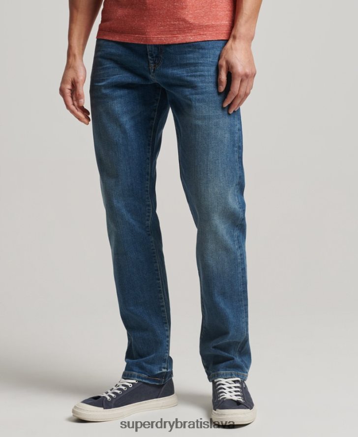 Superdry muži slim rovné džínsy z organickej bavlny 6B4ZTR1229 oblečenie Modrá