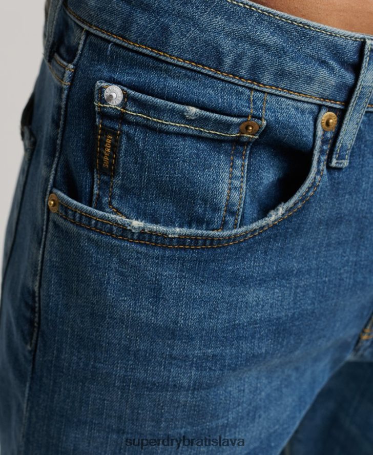 Superdry muži slim rovné džínsy z organickej bavlny 6B4ZTR1229 oblečenie Modrá