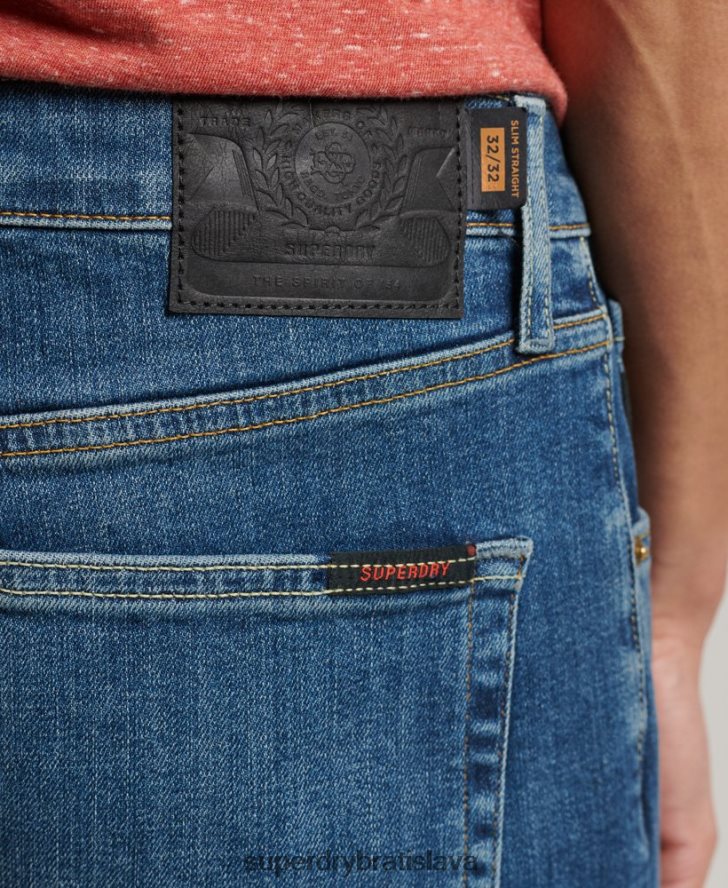 Superdry muži slim rovné džínsy z organickej bavlny 6B4ZTR1229 oblečenie Modrá