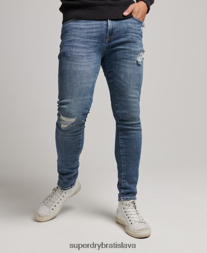 Superdry muži vintage úzke džínsy 6B4ZTR1223 oblečenie svetlo modrá