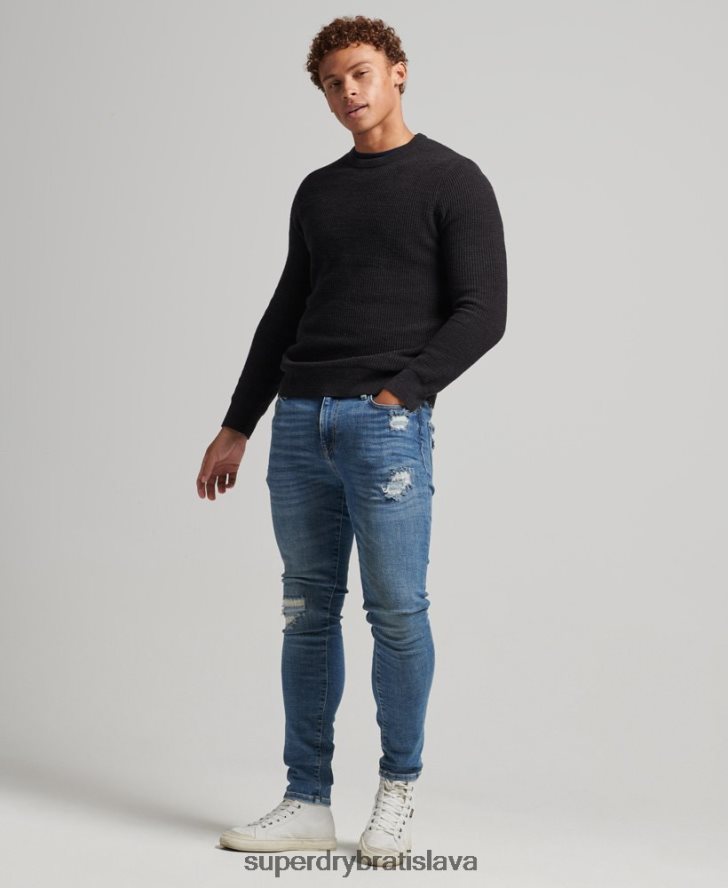 Superdry muži vintage úzke džínsy 6B4ZTR1223 oblečenie svetlo modrá